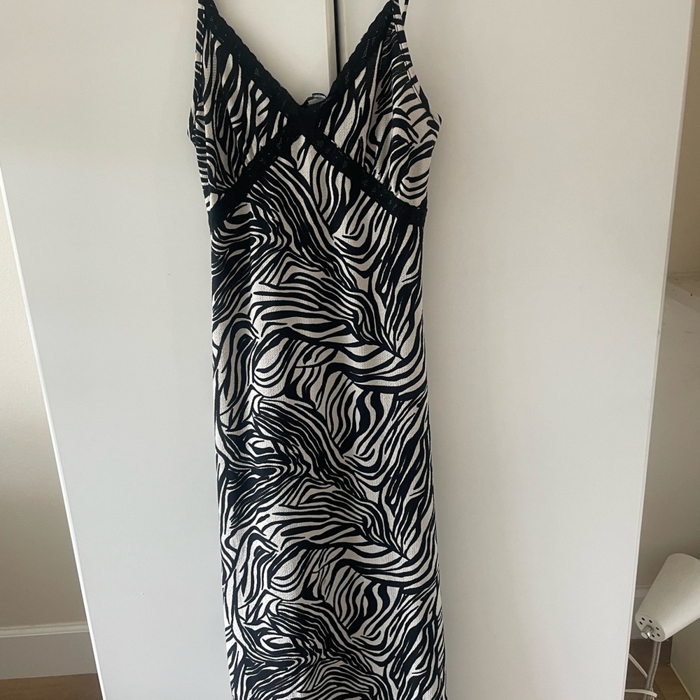Miss Selfridge Black and White Zebra Print Maxi Dress